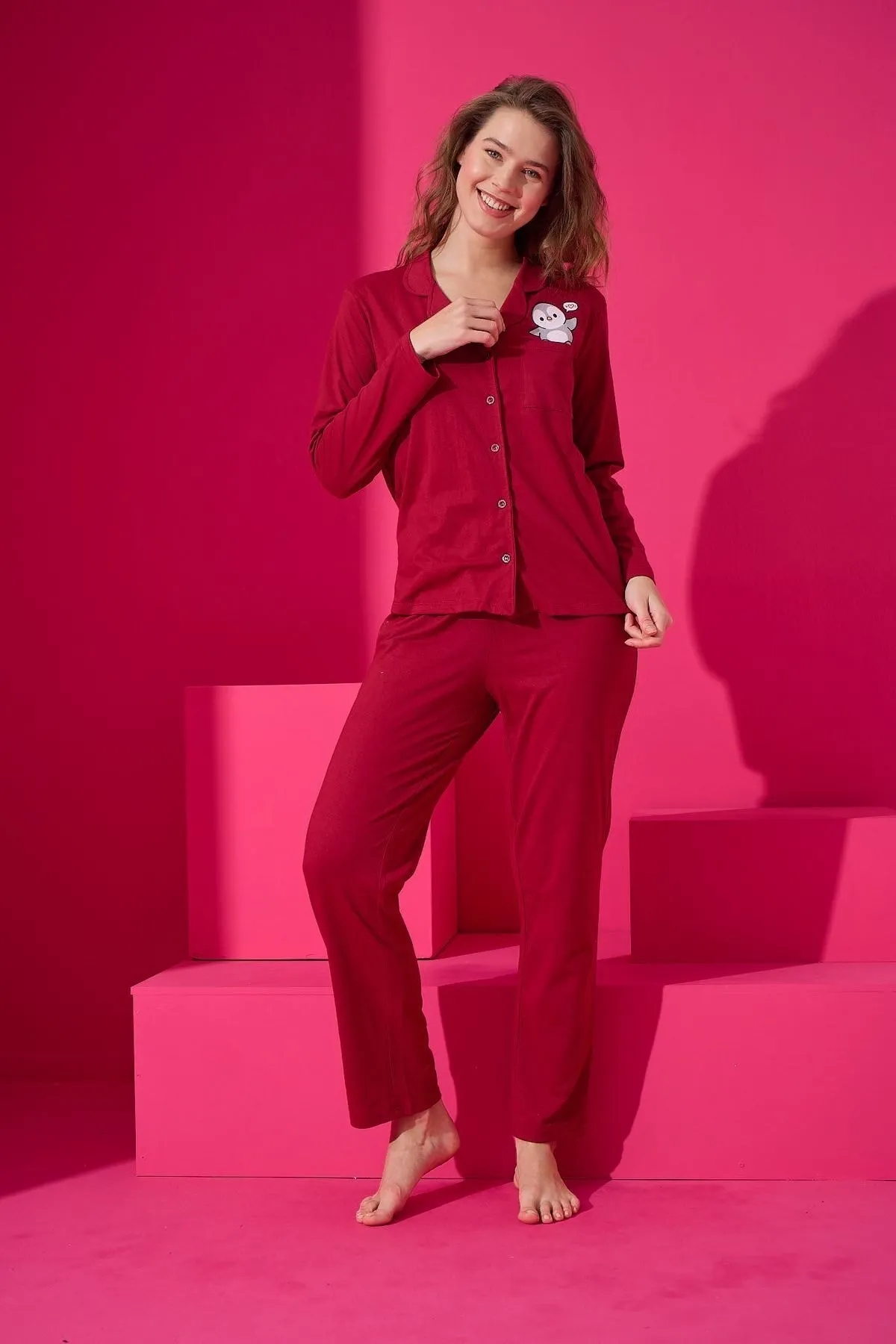 STRAWBERRY  Pyjama-Set aus Baumwolle mit Knöpfen