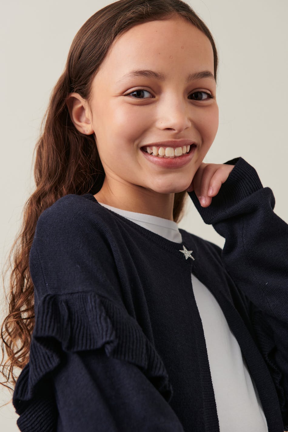 Y knitted frill cardigan