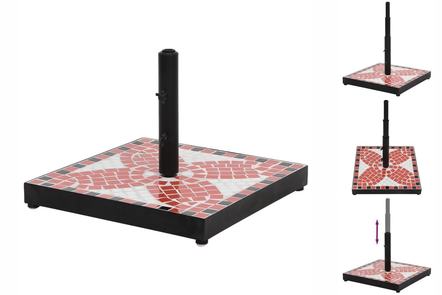vidaXL Schirmhalter Sonnenschirmständer Terrakotta und Weiß Quadratisch 12 kg Schirmfuß