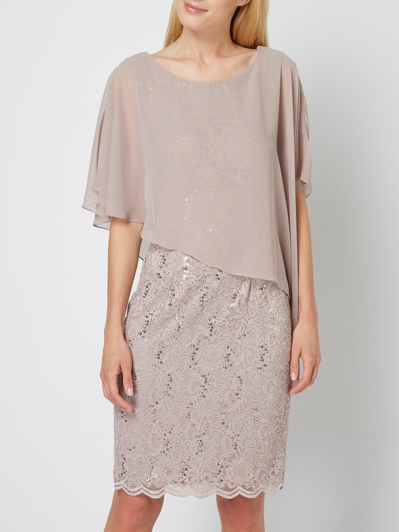 Cocktailkleid aus floraler Spitze in beige