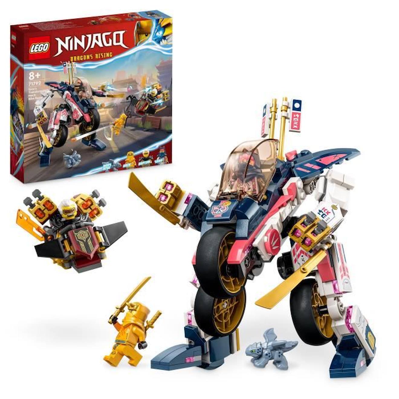 LEGO® NINJAGO 71792 Le Robot Bolide Transformable de Sora, Jouet de Ninja pour Enfants 8 Ans bleu