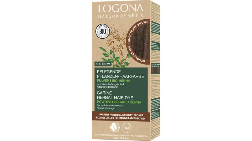 LOGONA Pflegende Pflanzen-Haarfarbe Pulver 100 g schokobraun - schokobraun