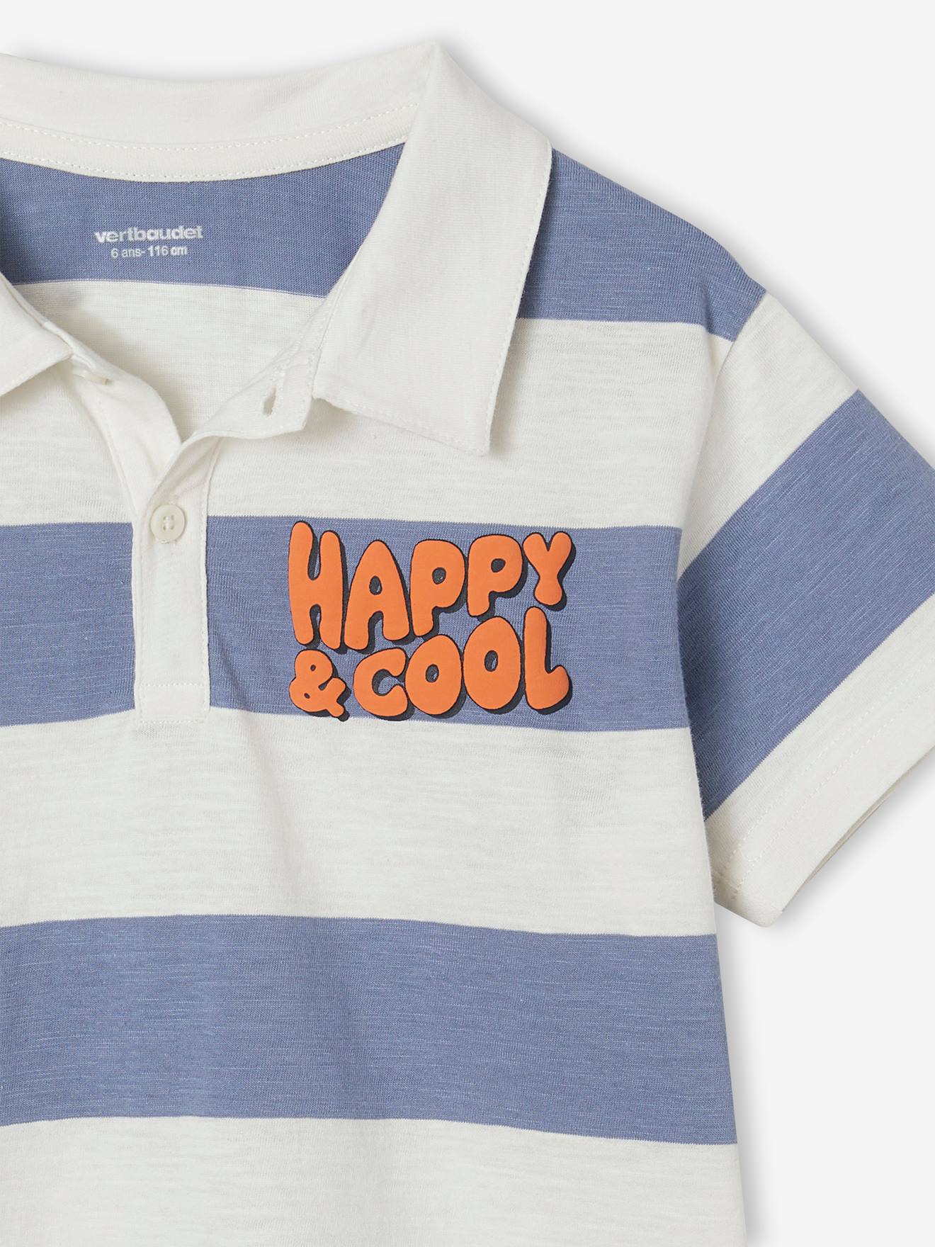 Vertbaudet Jungen Poloshirt mit breiten Streifen Oeko-Tex - blau gestreift