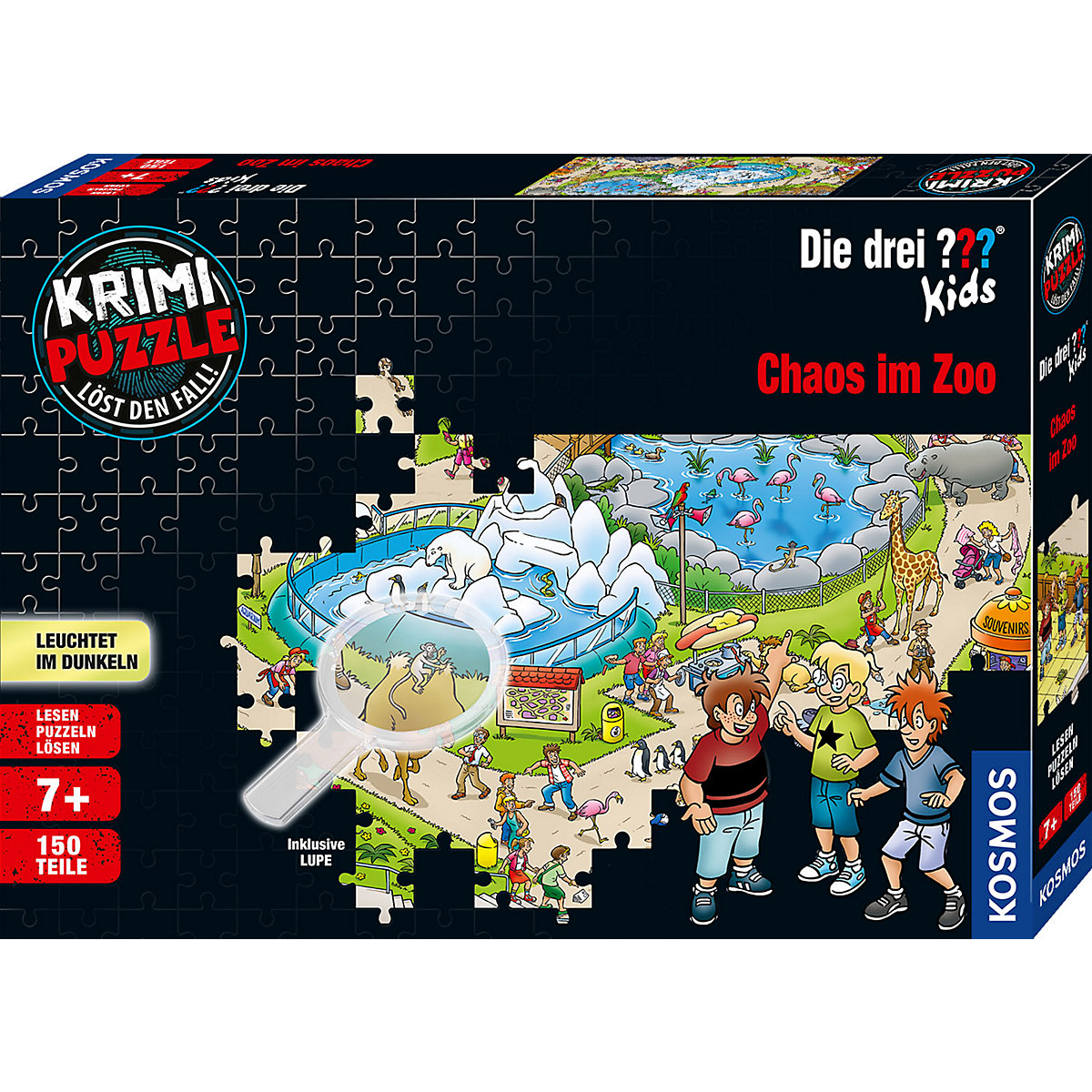 Krimipuzzle Die drei  Kids - Chaos im Zoo, 150 Teile
