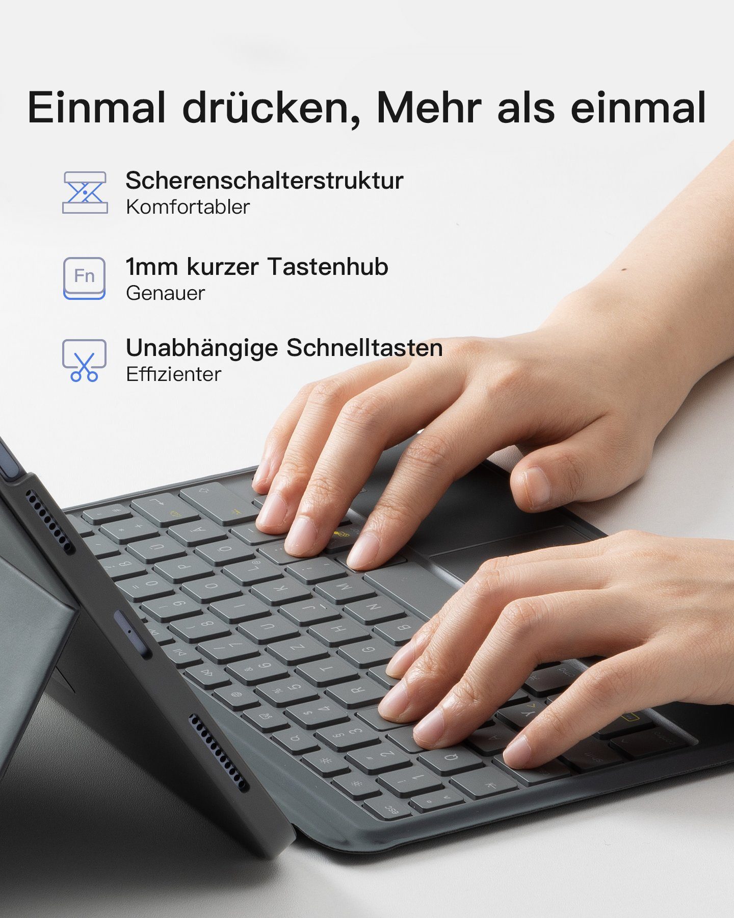 Inateck Bluetooth Tastaturhülle Kompatibel mit iPad Air 5/4, iPad Pro 11 iPad-Tastatur