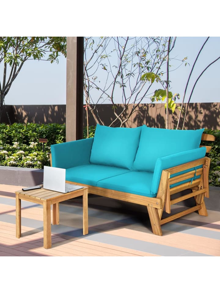 COSTWAY Gartenbank Schlafsofa in Türkis günstig kaufen onesize