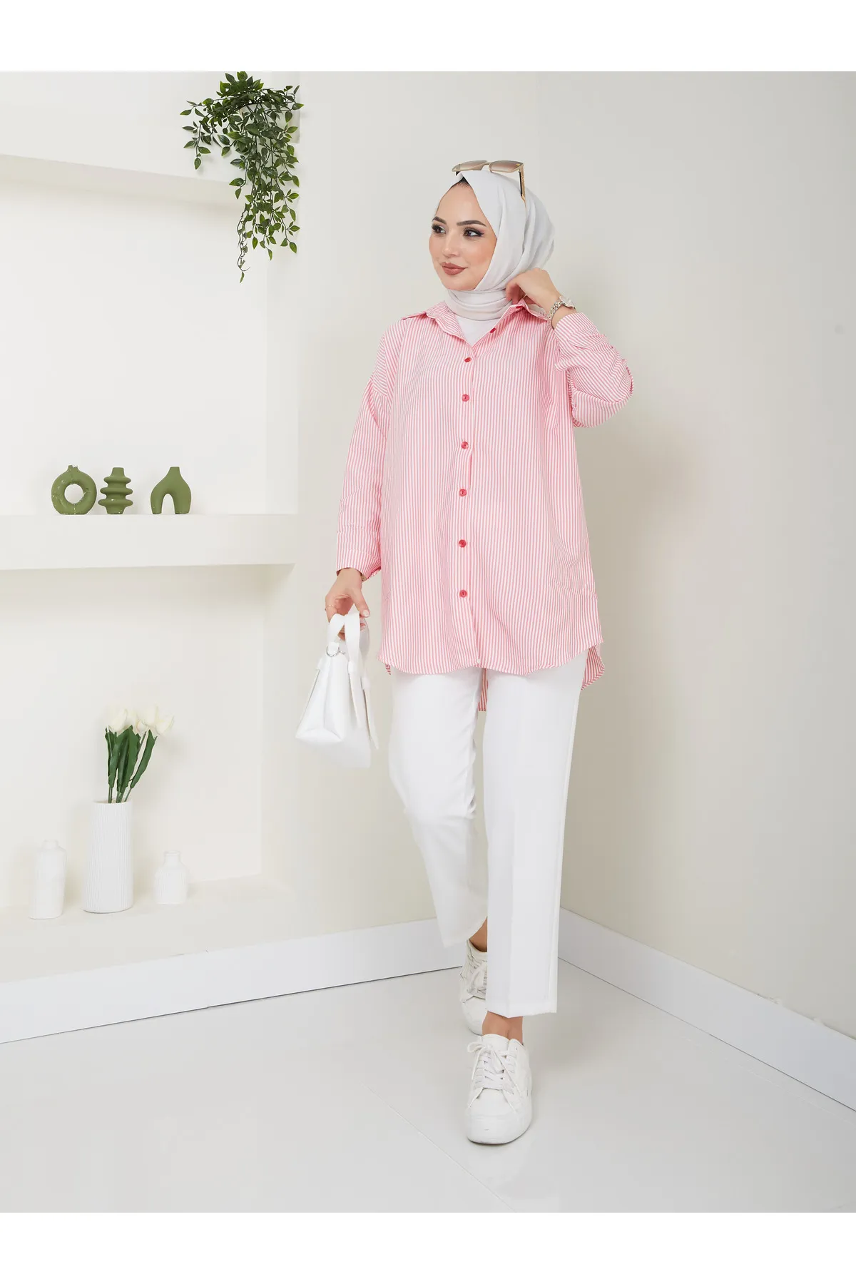 VOLT CLOTHİNG  Gestreiftes Hijab-Shirt für Damen