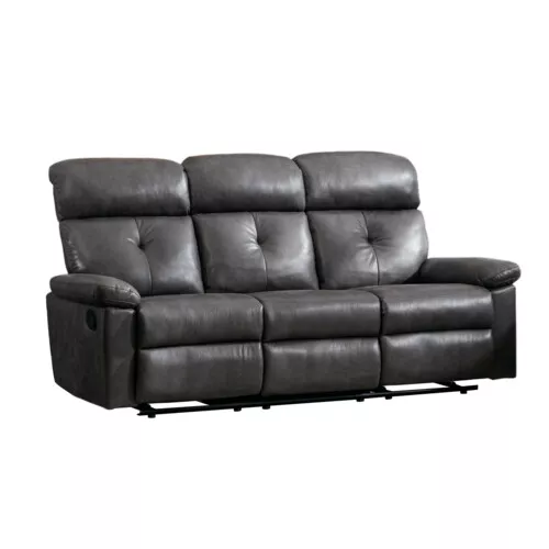 Happy Home Happyhome Polstergarnitur 3tlg. mit 5 Relaxfunktionen HSP95-DGR dunkelgrau Lederoptik