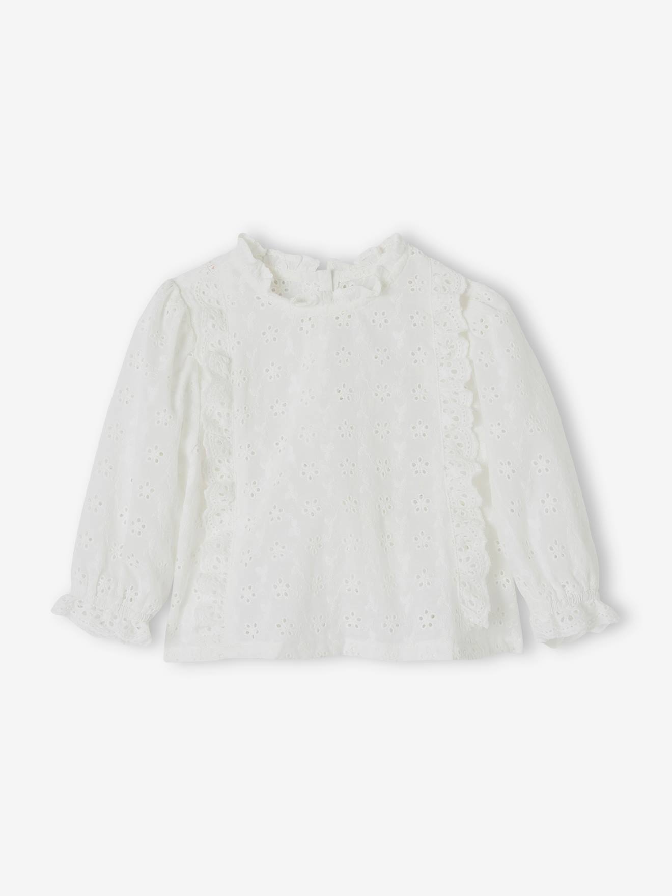 Vertbaudet Mädchen Baby Volantbluse - weiß