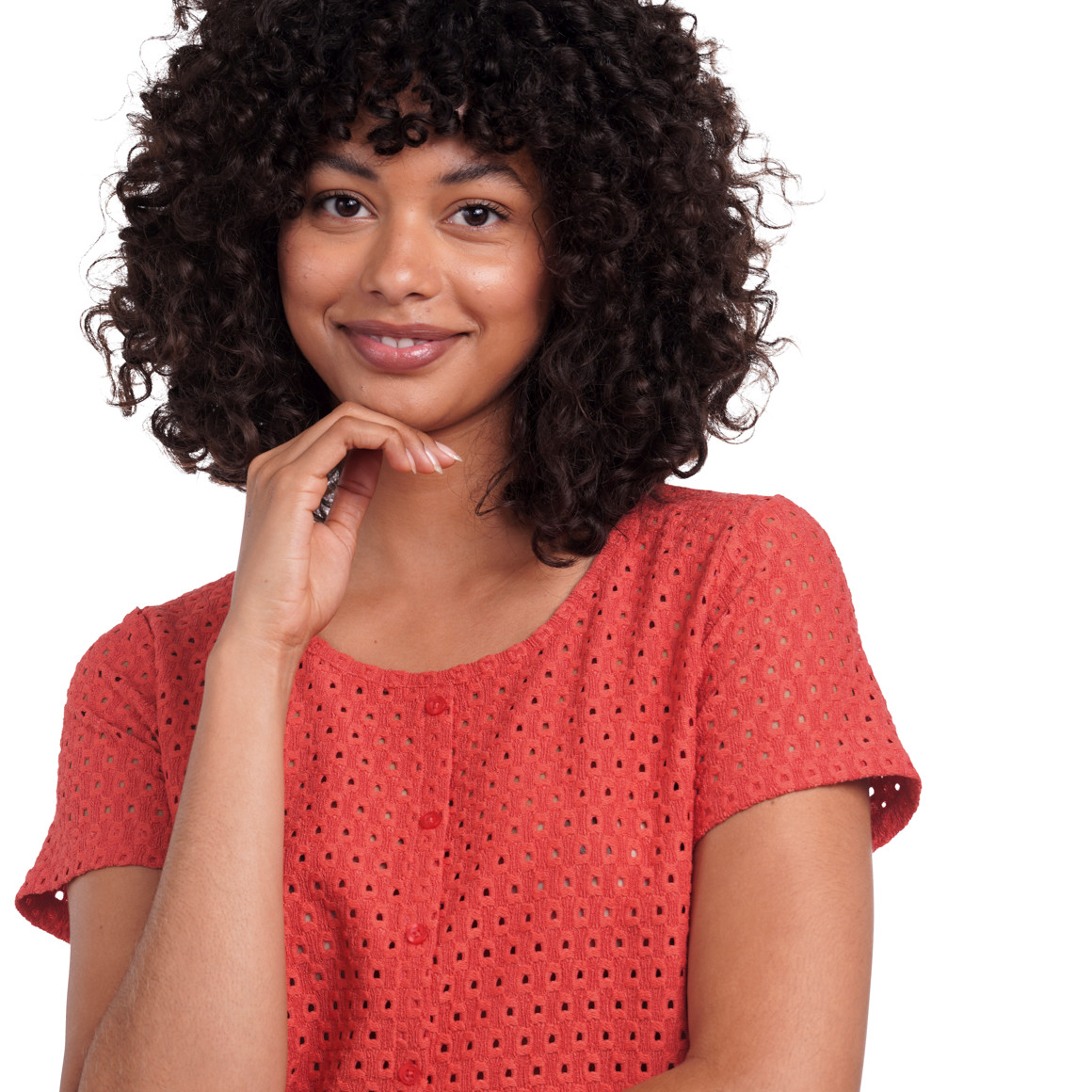 Damen T-Shirt mit Lochstickerei
