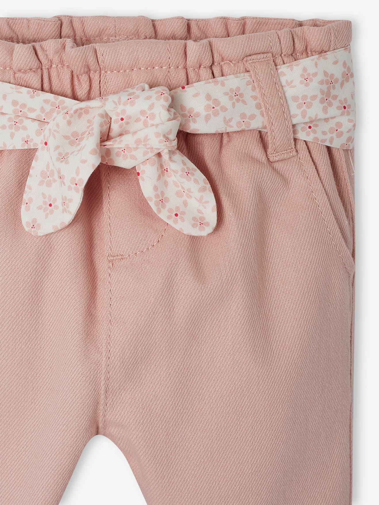 Vertbaudet Baby Paperbag-Hose mit Gürtel - wollweiß