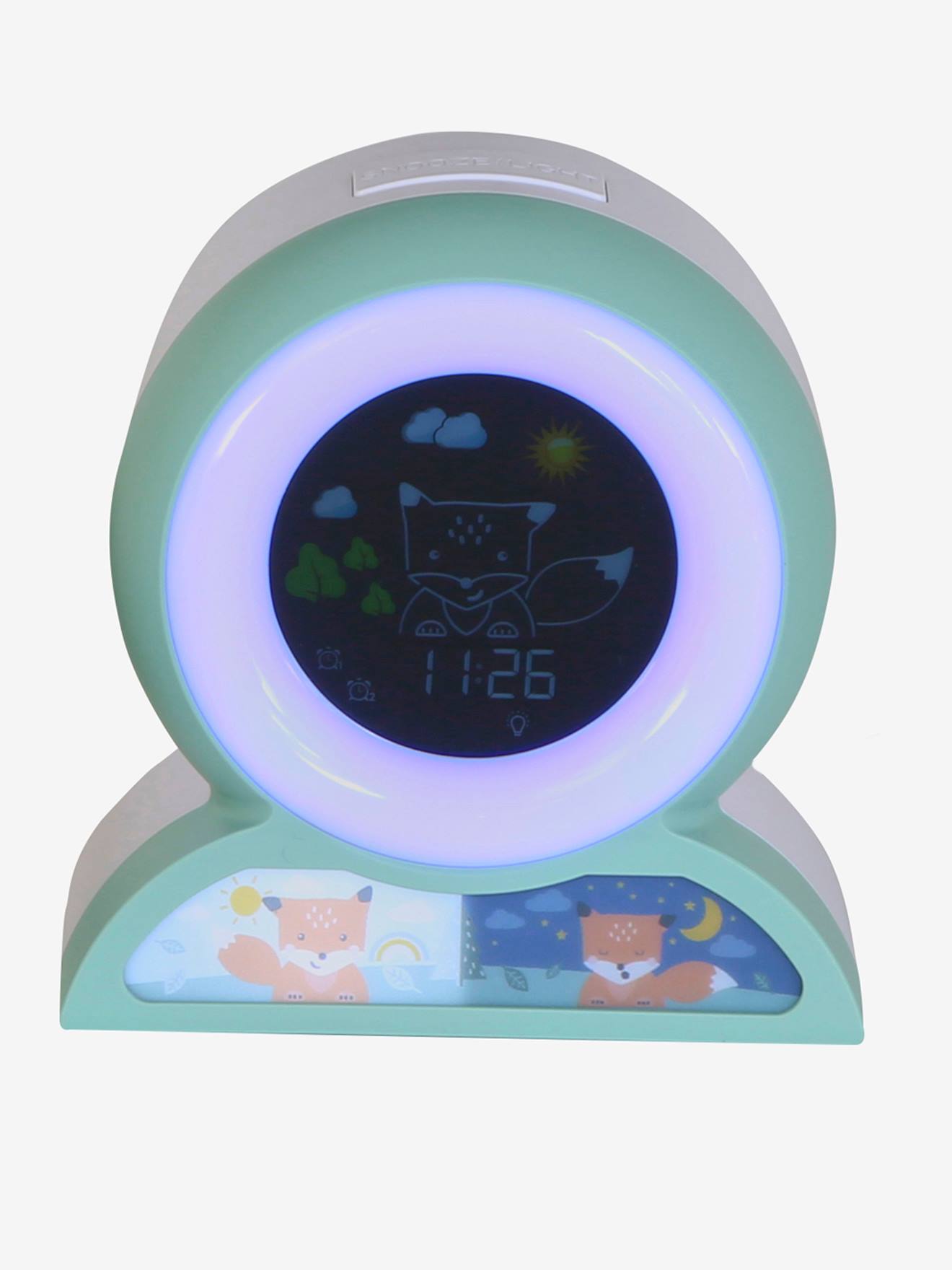 Vertbaudet 2-in-1-Lernwecker & Nachtlicht - weiß/grün fuchs