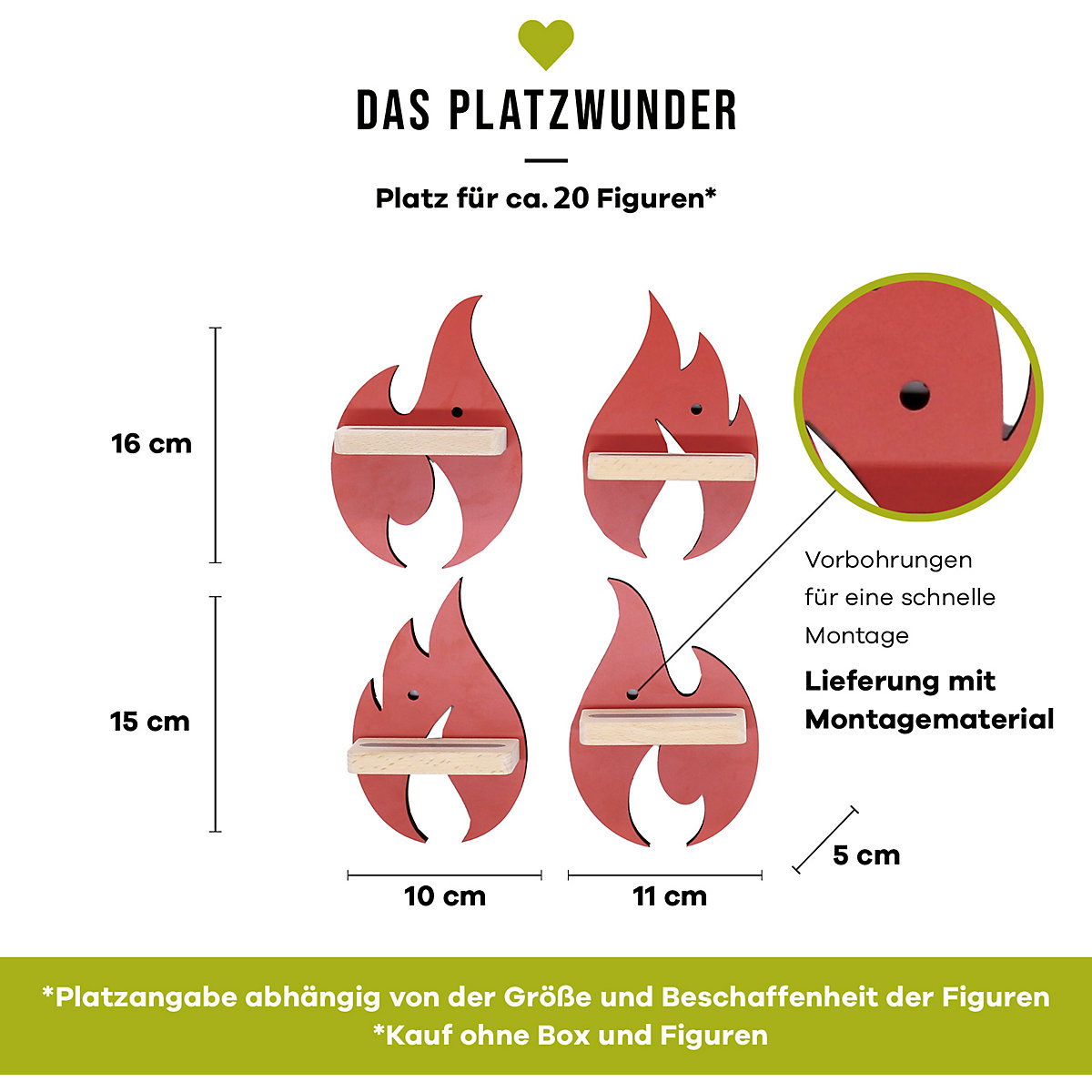 Ergänzungsset Flammen small, rot