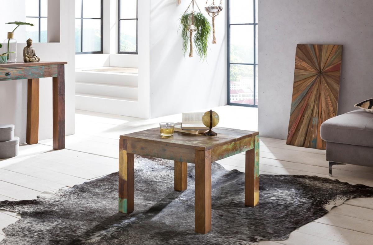 Wohnling Couchtisch 60 x 60 cm Recycling Vintage Massivholz