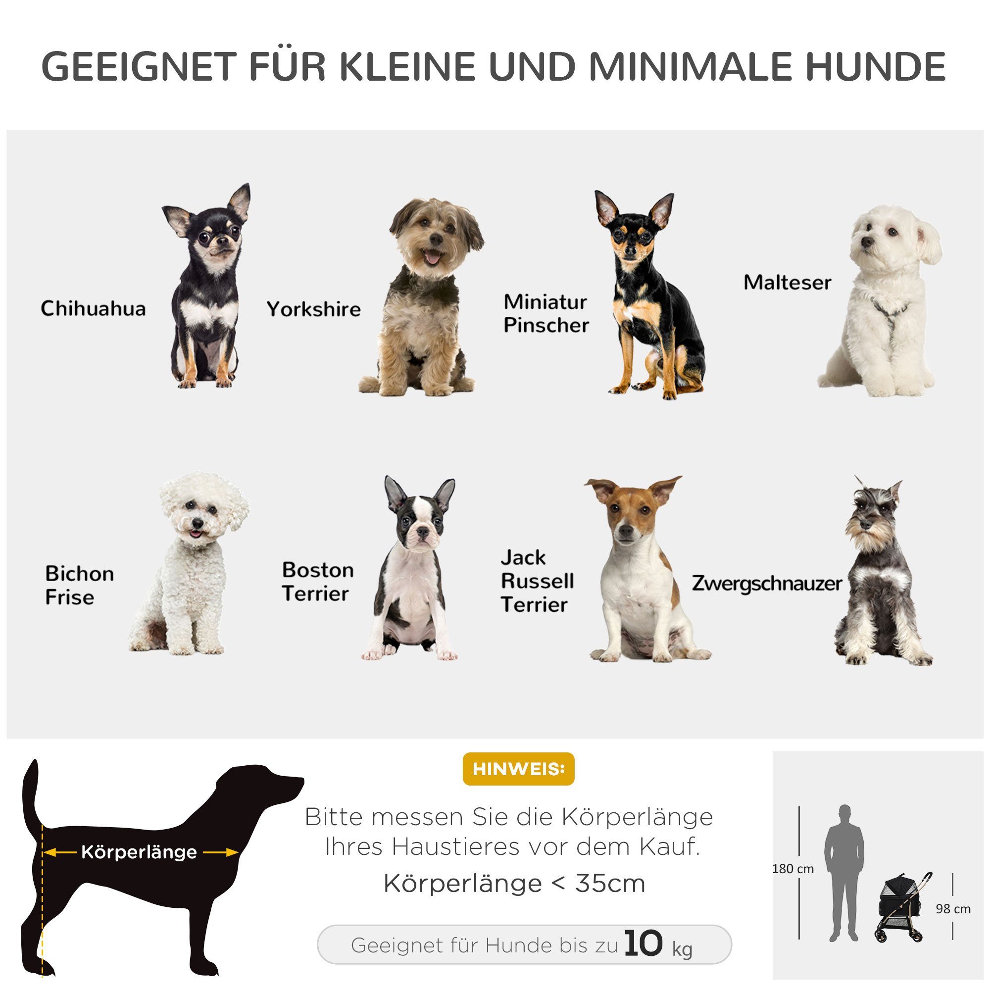 PawHut Hundebuggy 2-in-1 Hundewagen und Transportkorb, klappbar, 82 x 49,5 x 98 cm, (1-tlg), mit Falttasche