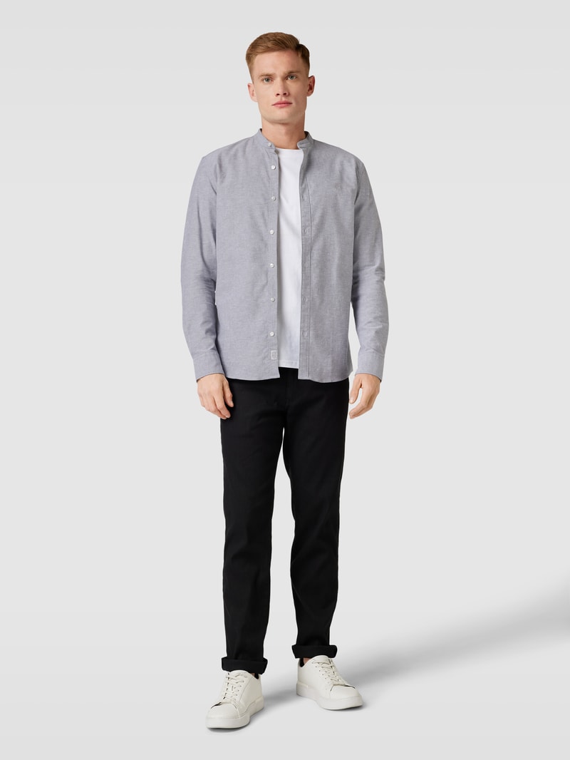Freizeithemd mit Label-Stitching in dunkelgrau