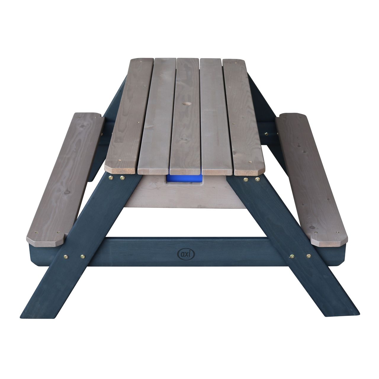 AXI Nick Sand & Wasser Picknicktisch Anthrazit/grau - Sonnenschirm Grau/blau
