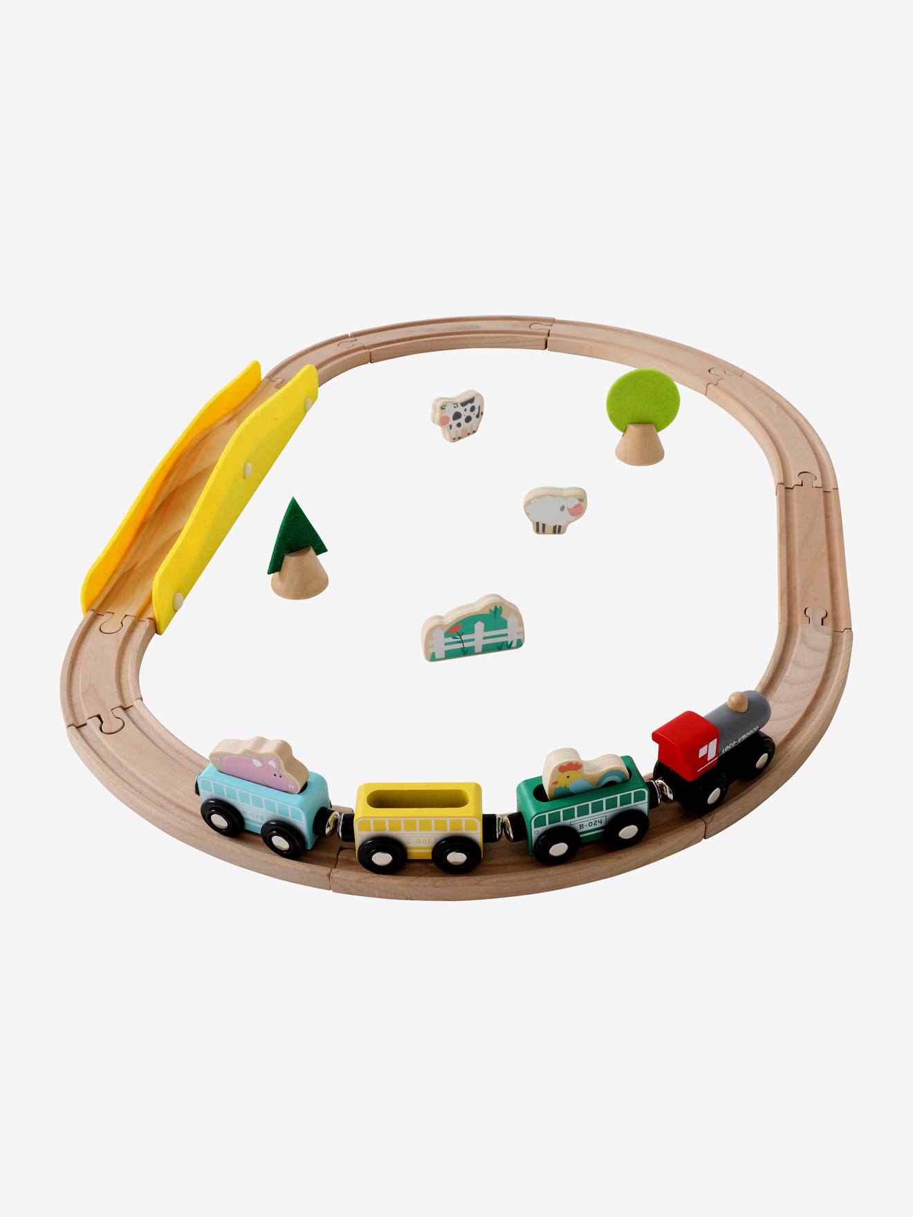 Petit circuit de train en bois FSC® multicolore