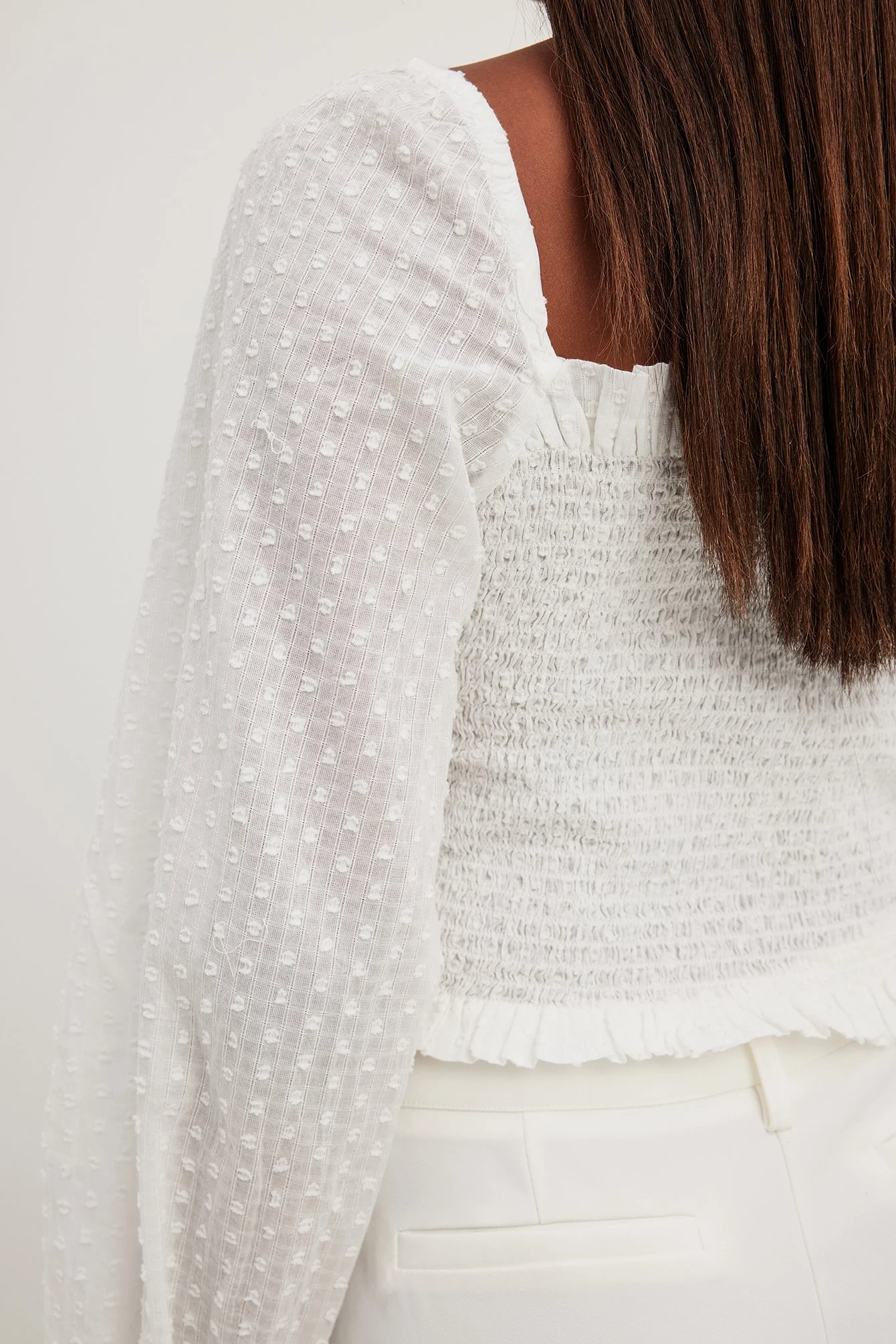 Dobby-Bluse mit Puffärmeln