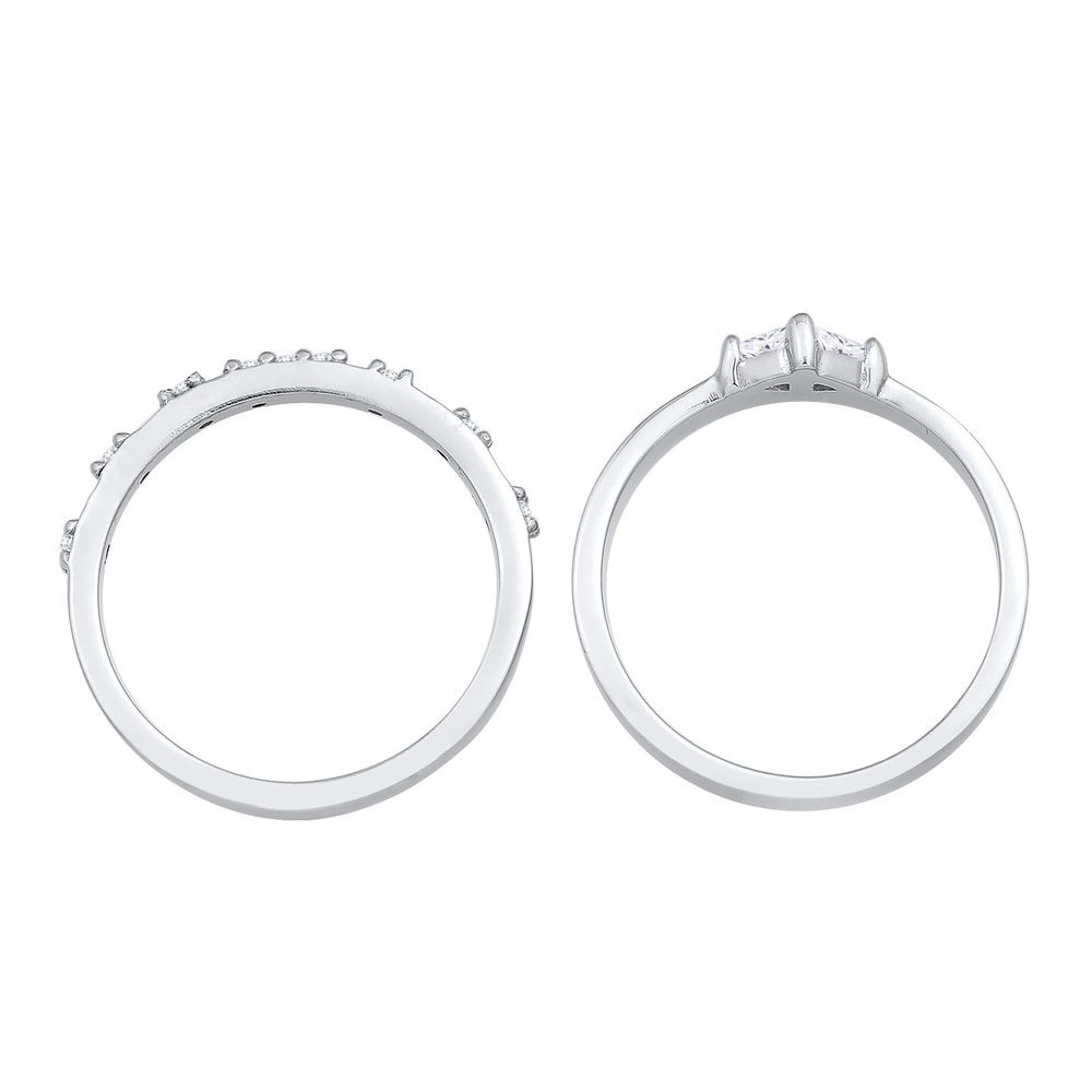 Elli Elli Bague Femmes Ensemble Solitaire Fiançailles avec Cristaux de Zirconium en Ar Bague
