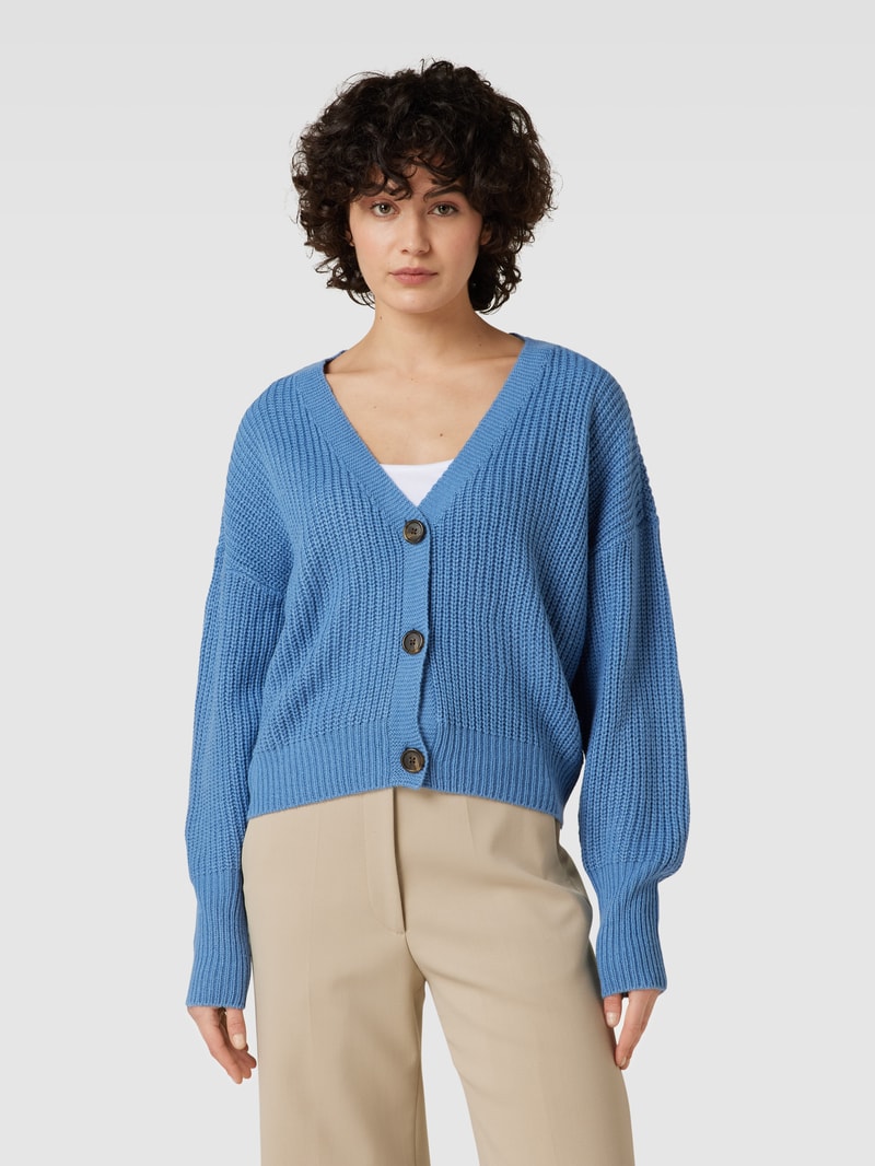 Strickcardigan mit gerippten Abschlüssen Modell 'LEA' in jeans