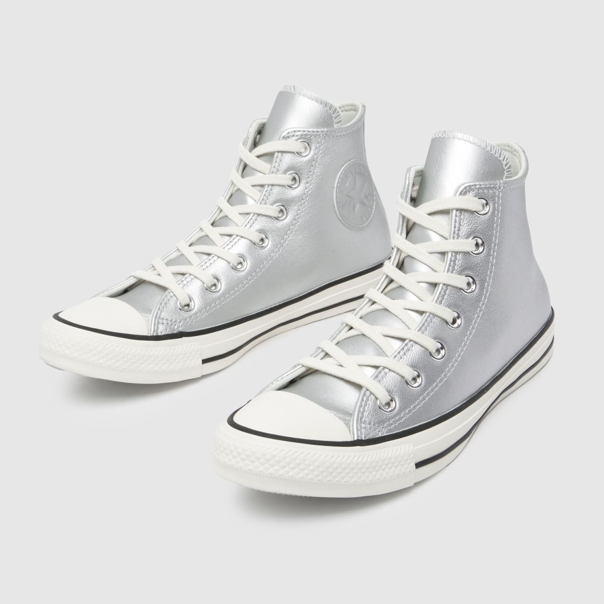 Converse – All Star – Silverfärgade höga sneakers