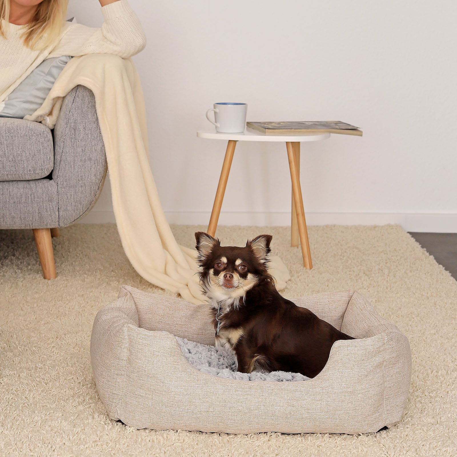 Lionto Hundebetten Lionto Hundebett mit Wendekissen meliert M