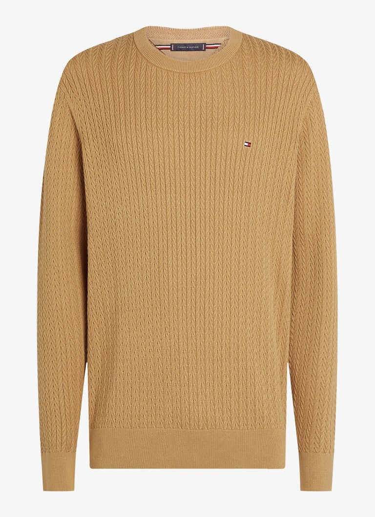 Tommy Hilfiger debel pleteni pulover s teksturom i logotipom