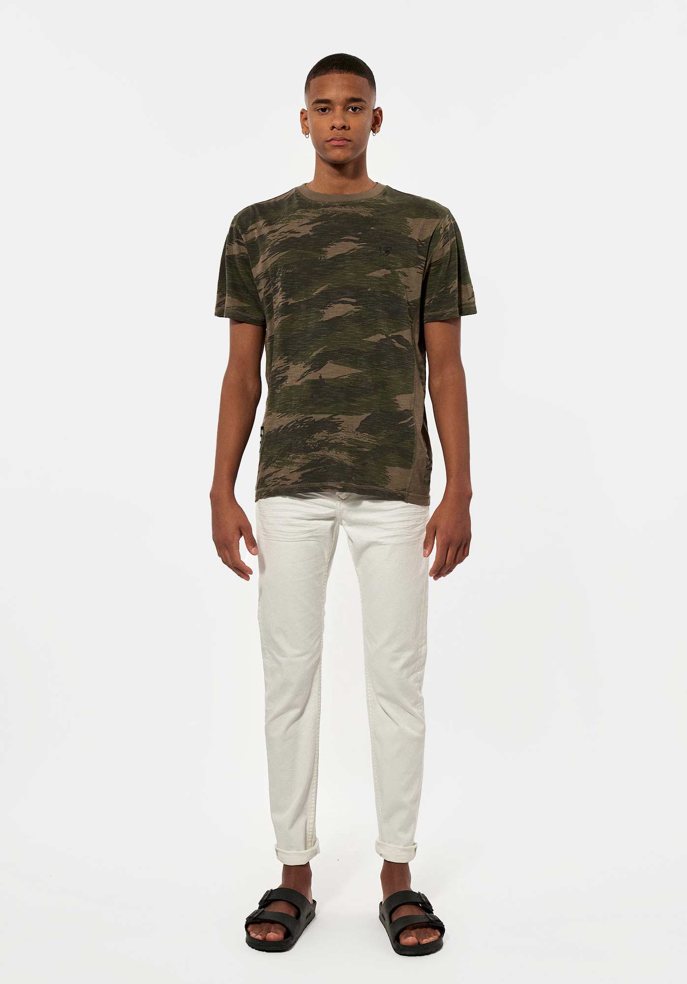 MAEL   T-shirt camouflage kaki Homme en 100% coton