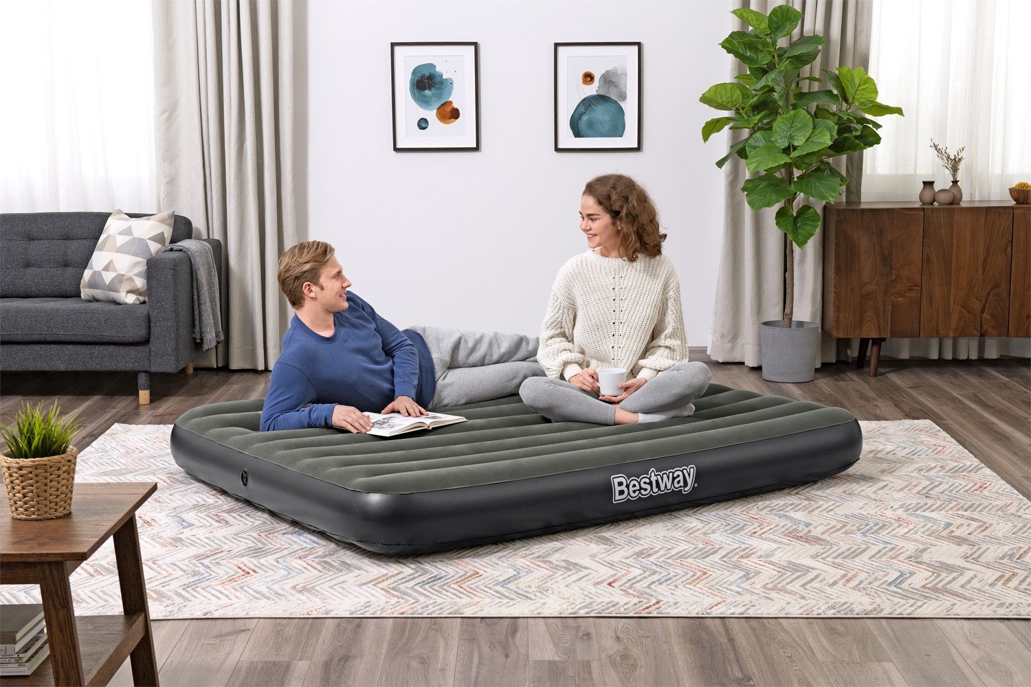Bestway Luftbett Doppel 2 Personen Camping Luftmatratze 203 x 152 x 25 cm