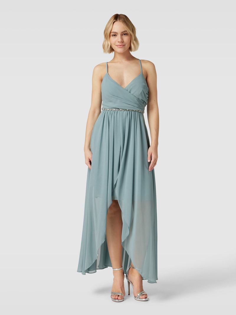 Cocktailkleid mit Ziersteinbesatz in schilf