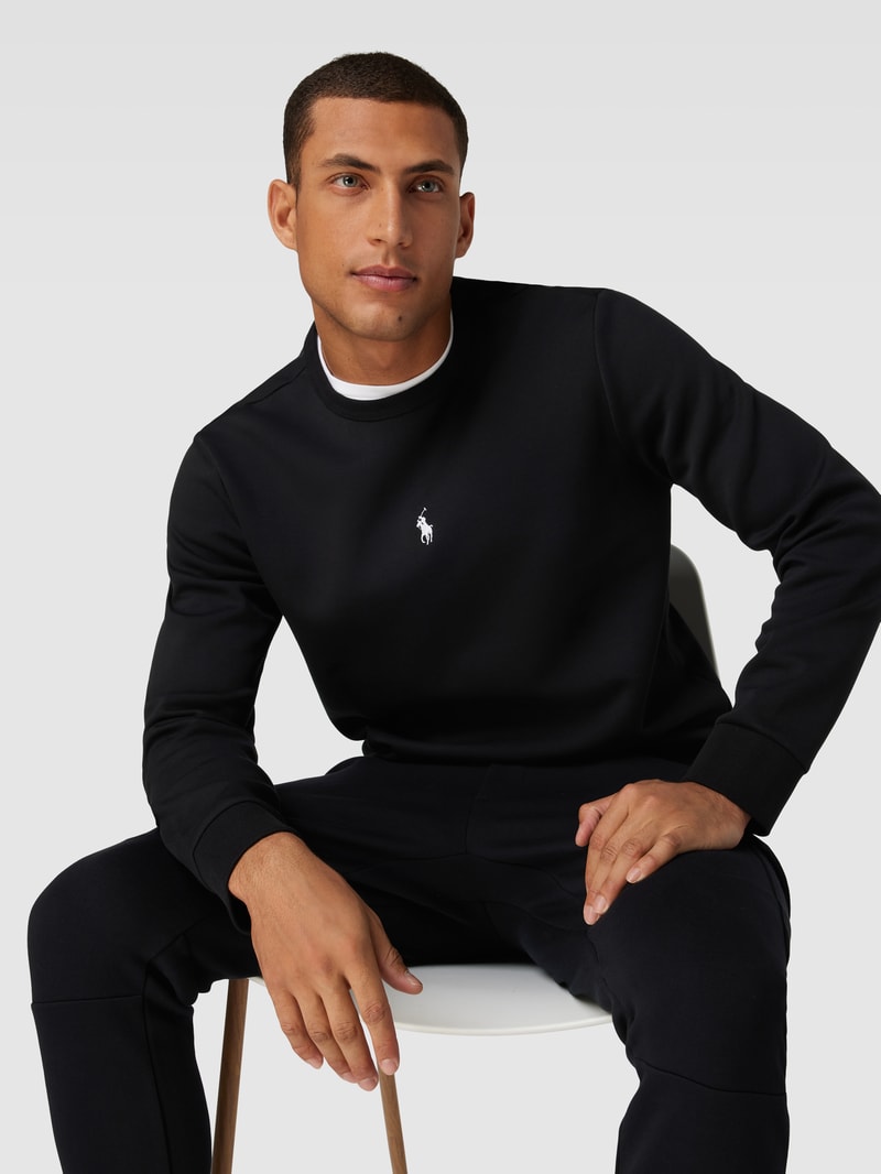 Sweatshirt mit Logo-Stitching in schwarz