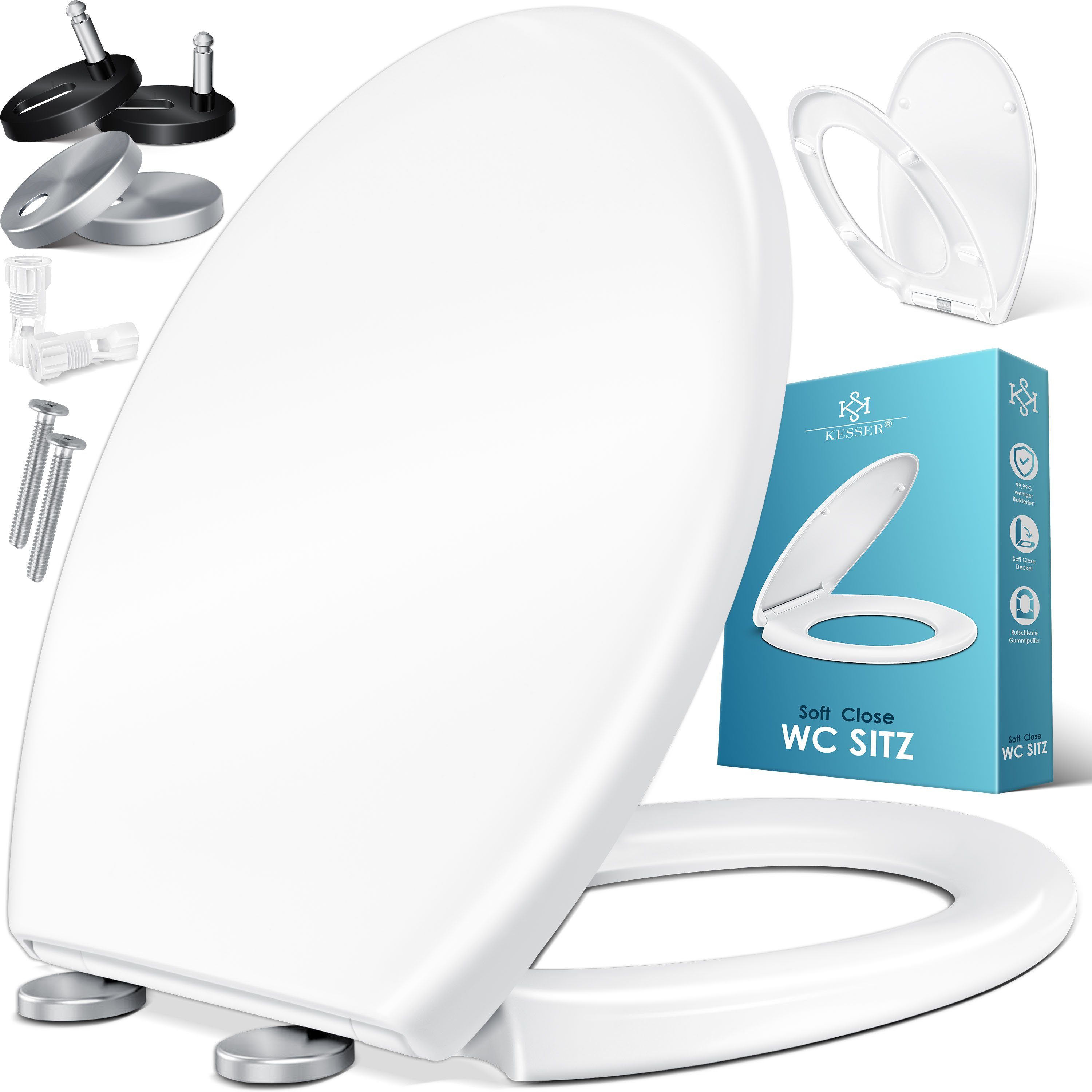KESSER WC-Sitz, WC Sitz mit Absenkautomatik Toilettendeckel Quick-Release