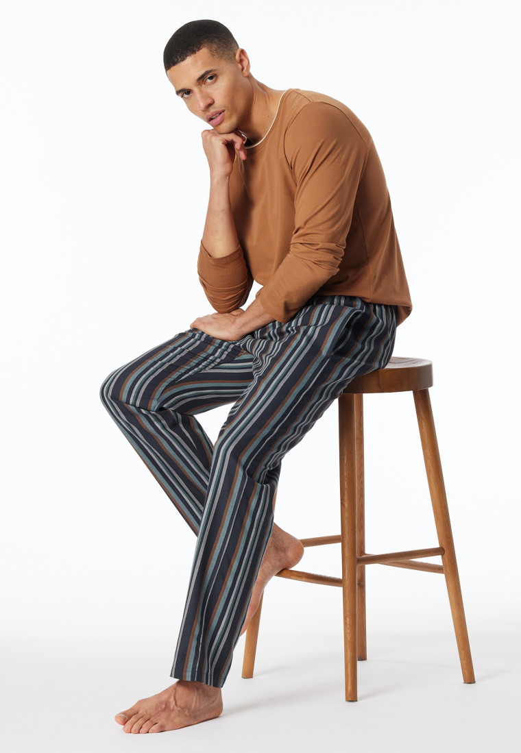 Loungehose lang Webware Organic Cotton Streifen mehrfarbig - Mix+Relax
