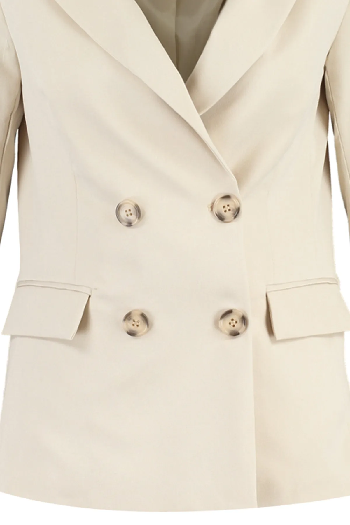 Trendyol Collection  Beige, normal gefütterte, zweireihige Blazerjacke aus Webstoff mit Verschluss TWOSS21CE0107
