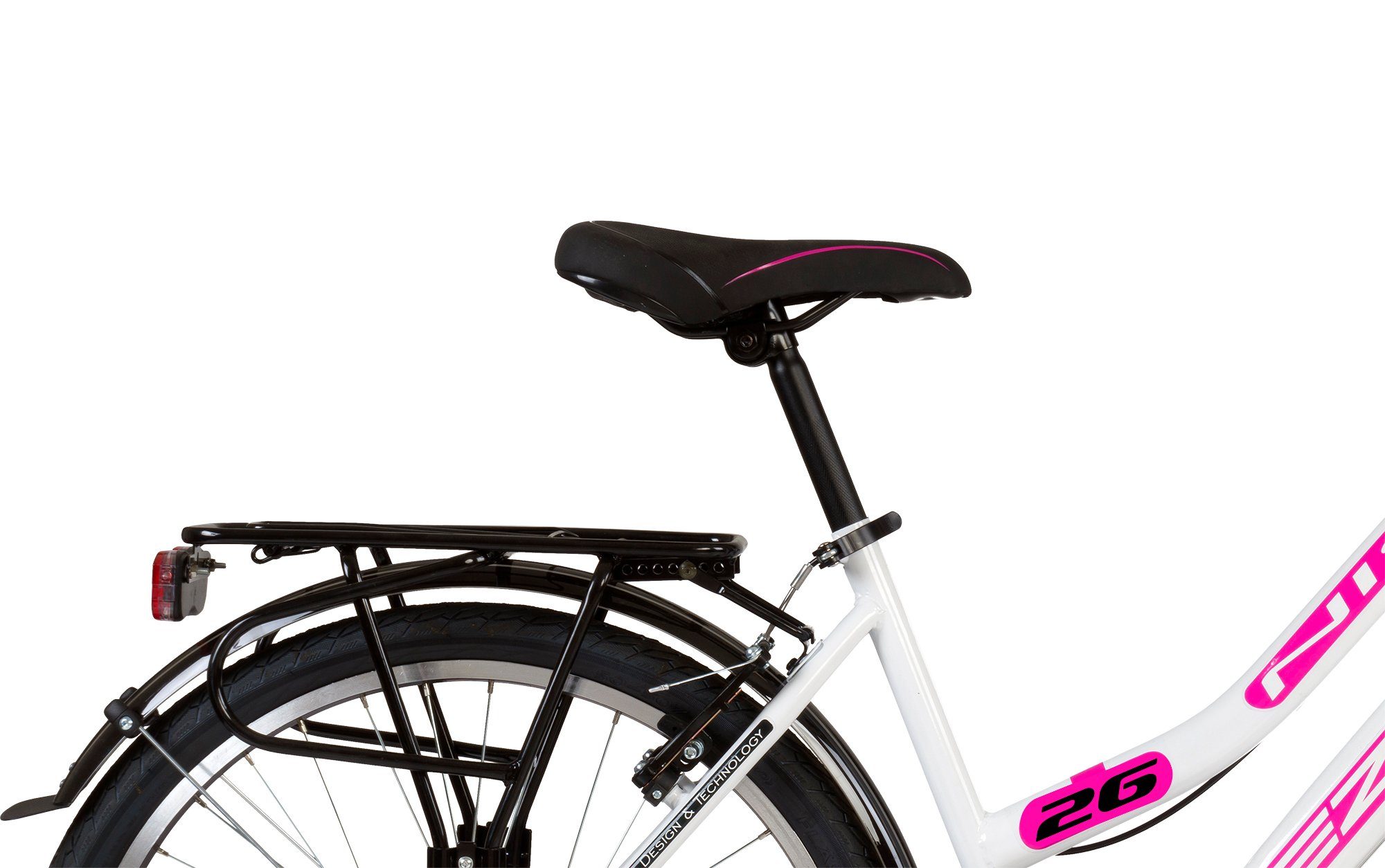 Rezzak Cityrad 26 Zoll Damen Fahrrad Mädchen Fahrrad 21 Gang Schaltung Weiss Pink, 21 Gang Shimano, Kettenschaltung