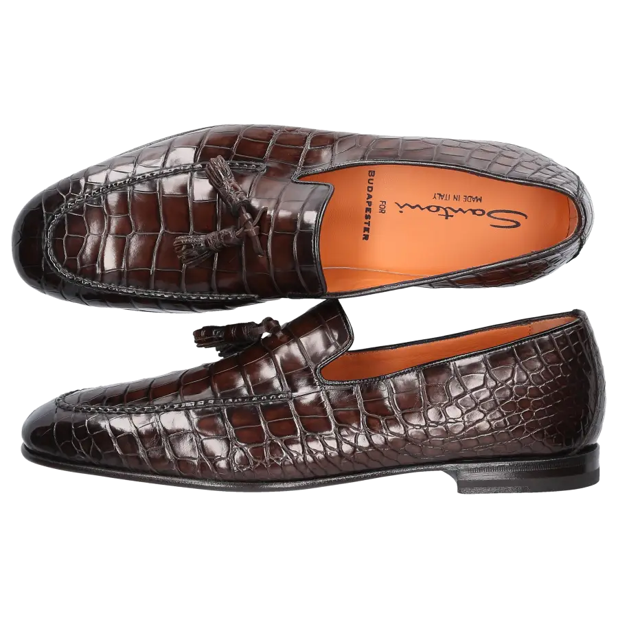 Santoni - Loafer 15608 Krokodilleder - braun