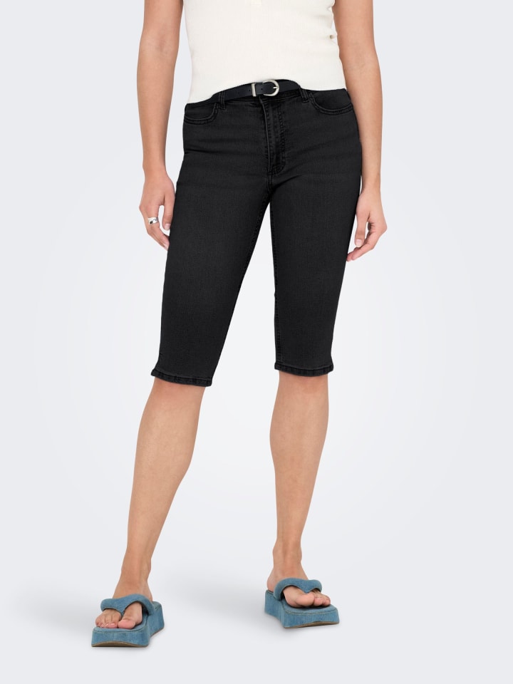 JACQUELINE de YONG Skinny Capri Jeans Shorts Kurze Stretch-Denim Hose in Schwarz günstig kaufen