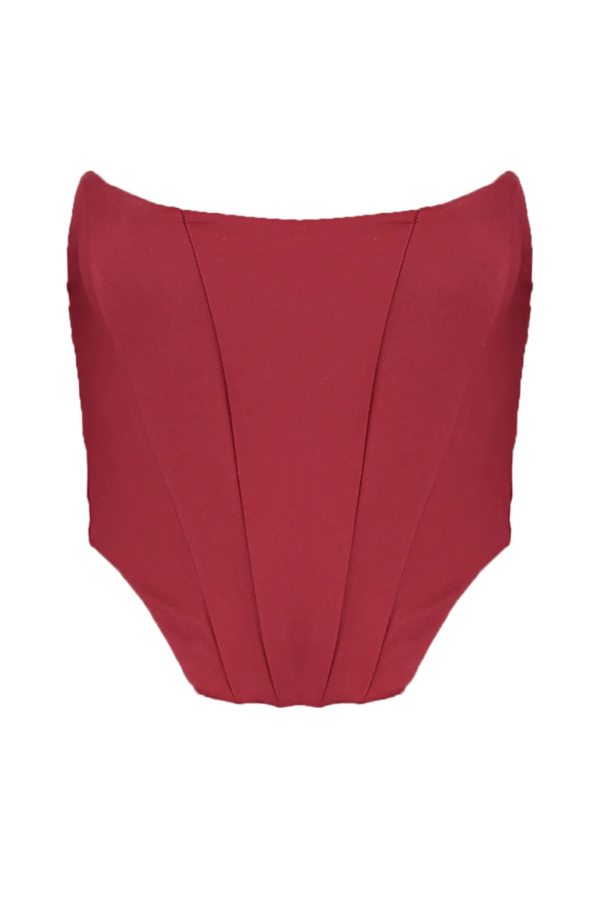 Trendyol Collection  Weinrotes, bauchfreies, gefüttertes, gewebtes Korsett mit detailliertem Bustier TPRSS21BS0032