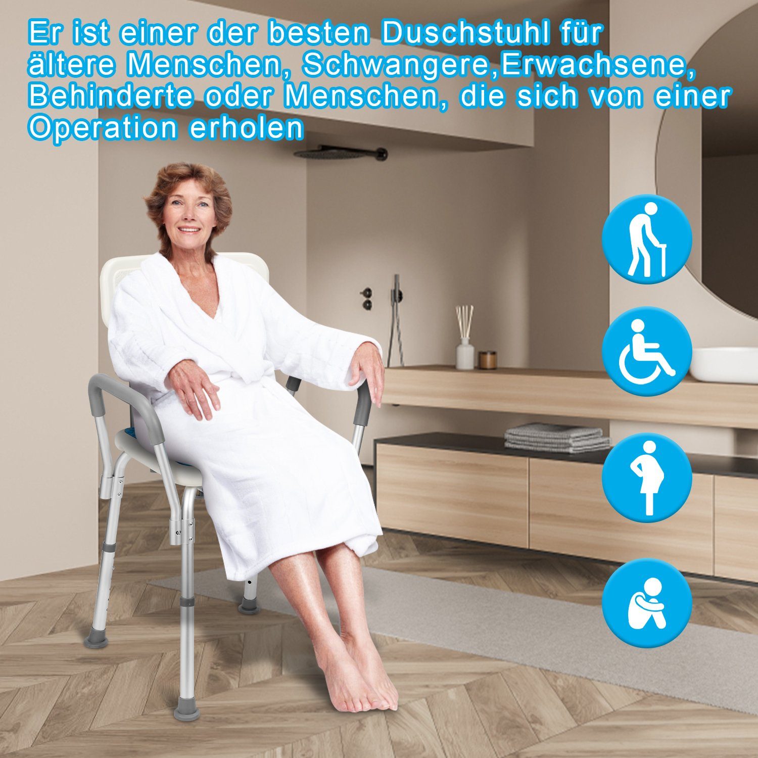 TolleTour Duschhocker Duschhocker Duschstuhl Badhocker Badehocker belastbar bis 136 kg