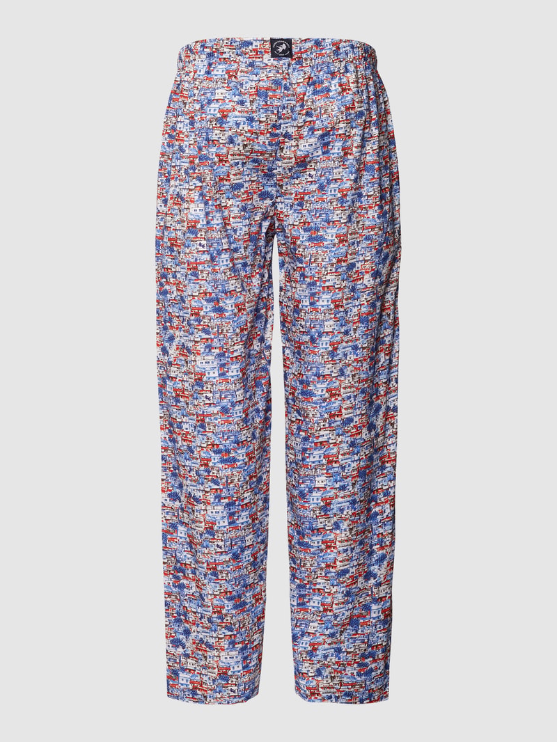 Pyjama-Hose aus Baumwolle mit Allover-Print in hellblau