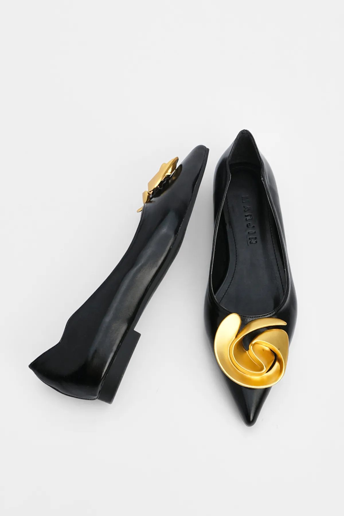 Marjin  Ballerinas mit spitzer Spitze und Schnalle für Damen Zenta Schwarz