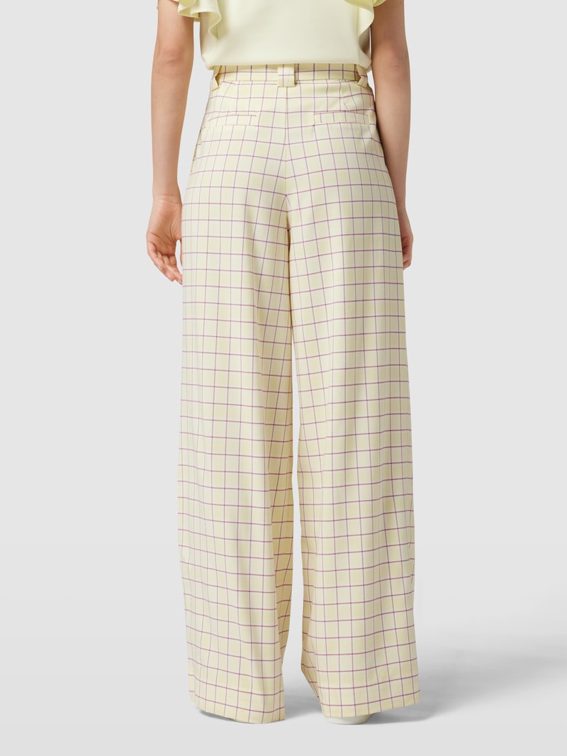 Hose mit Karomuster Modell 'Eline' in hellgelb
