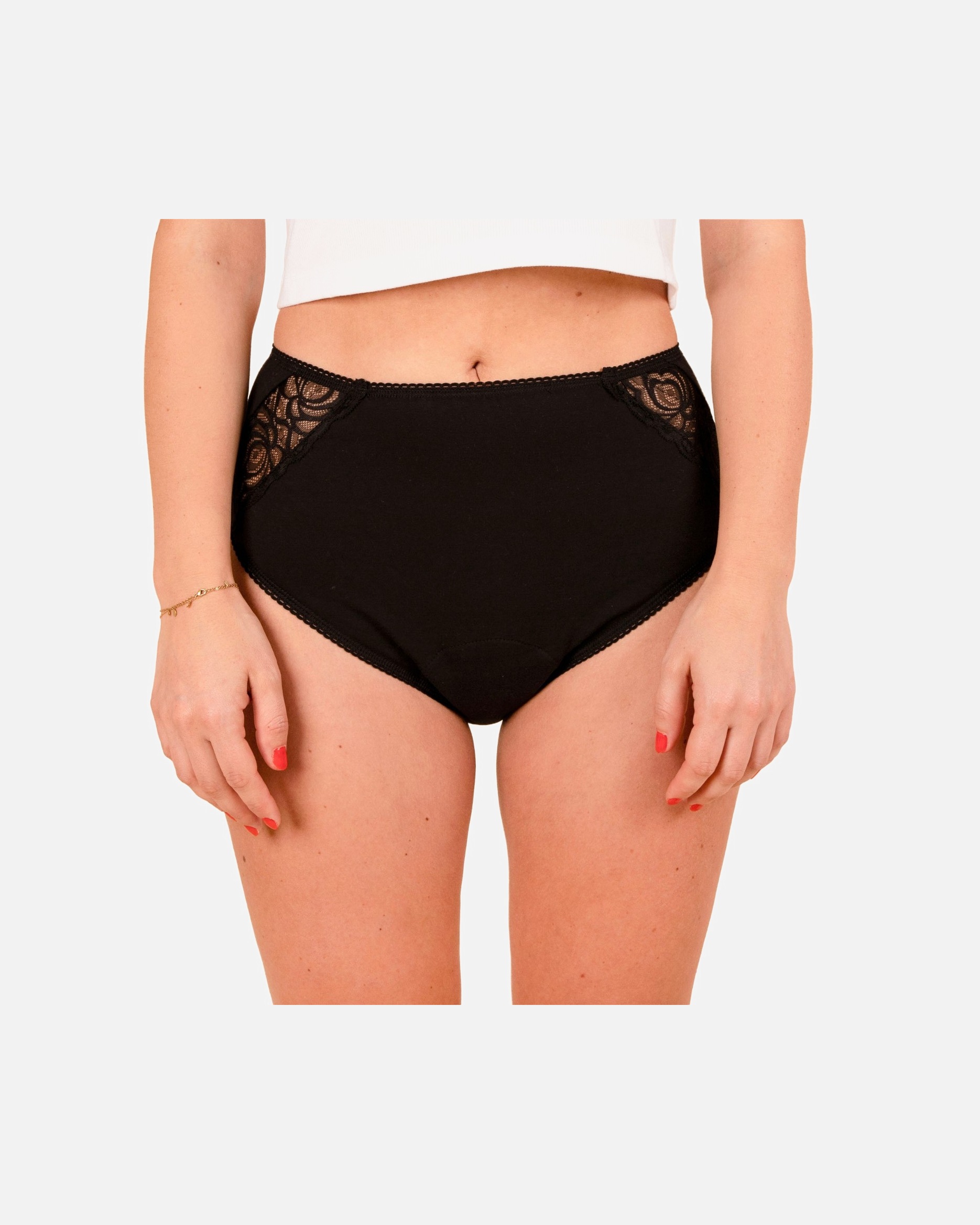 Braguitas menstruales negras de talle alto jho para flujo abundante