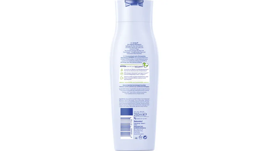NIVEA 2in1 Pflege Express Shampoo& Spülung Glanz Serum 250 ml