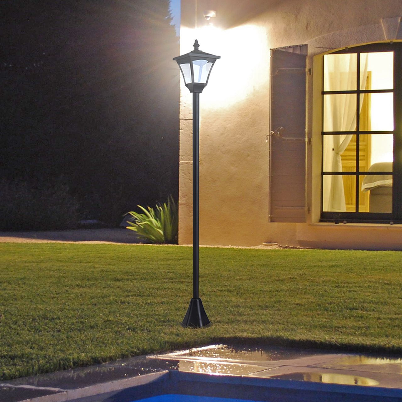 Outsunny Solar Laterne Gartenlaterne Gartenleuchte mit LED 10 Lumen H120cm