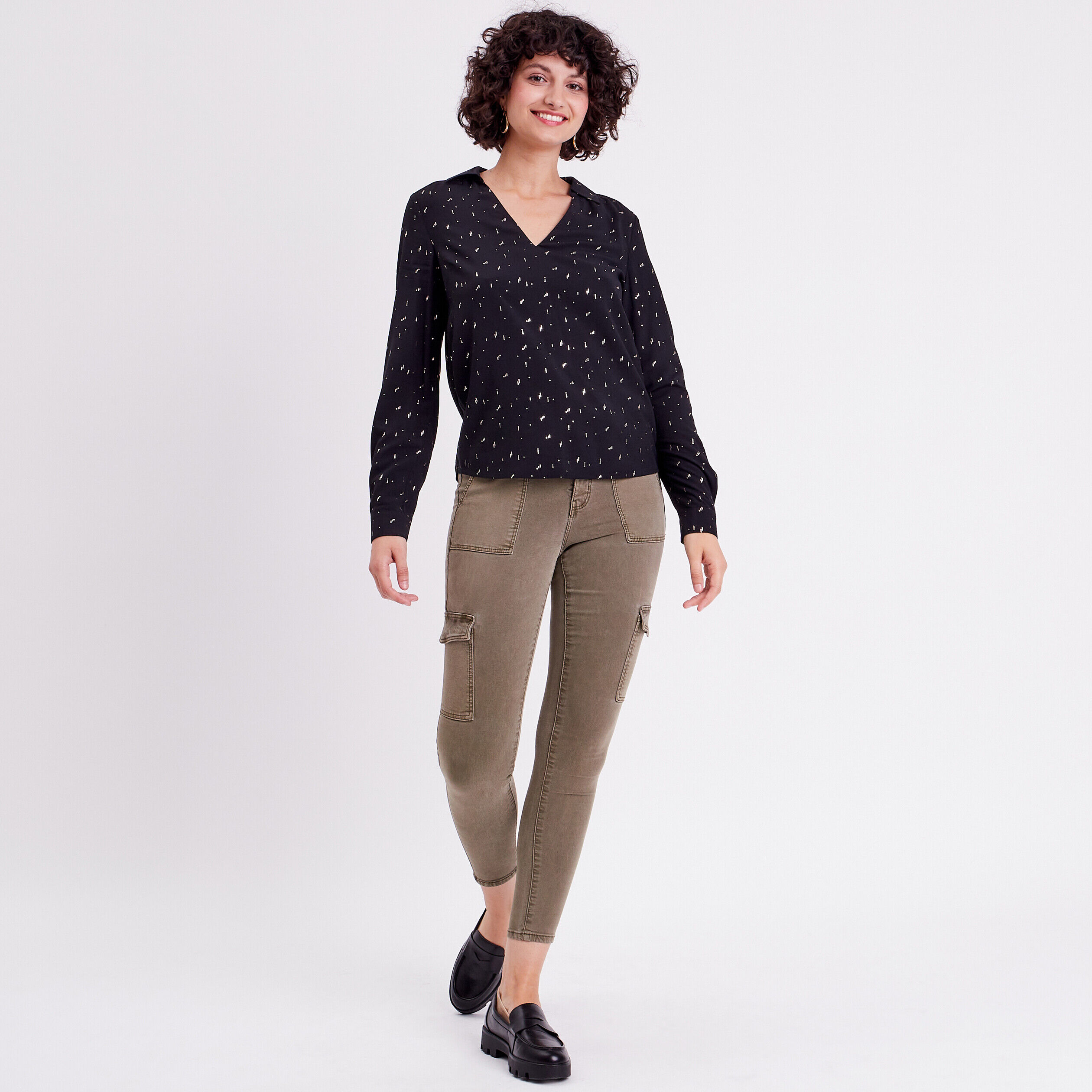 Blouse manches longues noir femme | Cache Cache