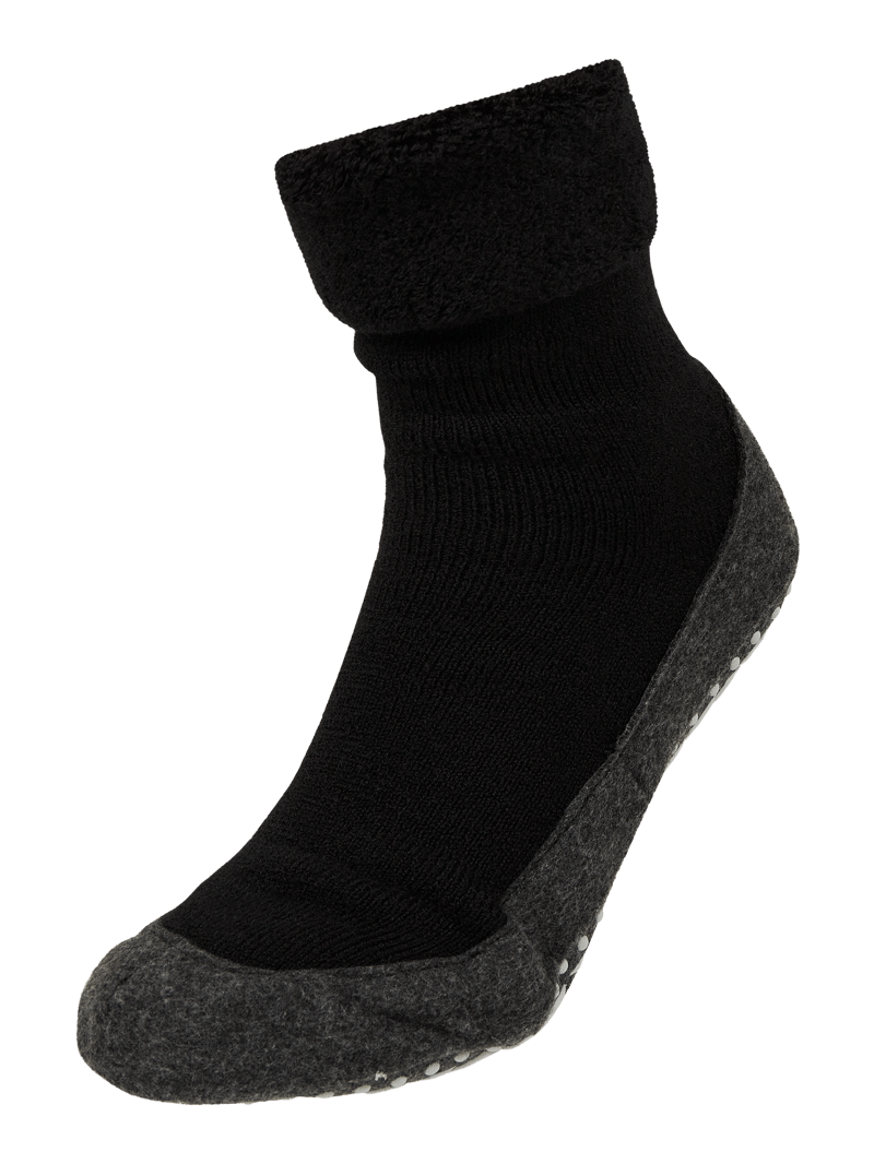 Socken mit elastischem Rippenbündchen Modell 'COSYSHOES' in schwarz