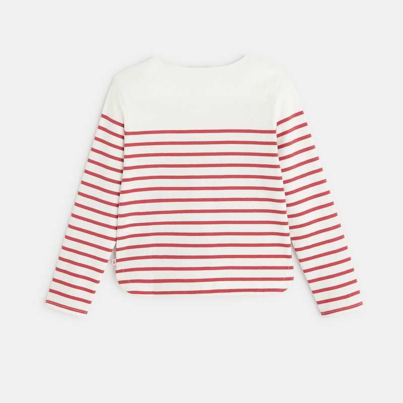 T-shirt marinière à personnaliser d'un cœur rose fille