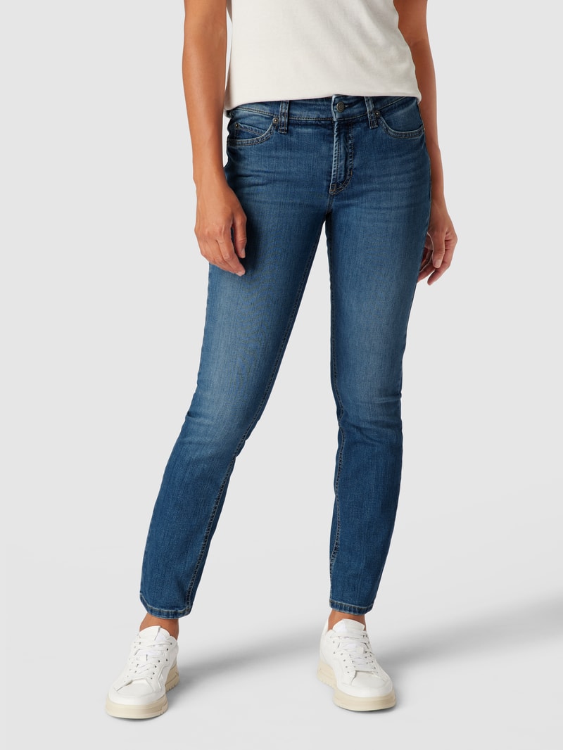 Jeans mit Label-Patch Modell 'Paris' in blau